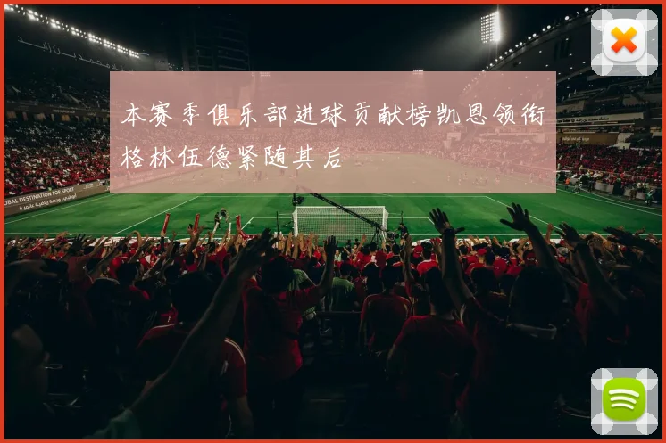 本赛季俱乐部进球贡献榜凯恩领衔格林伍德紧随其后